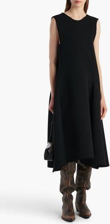 Khaite Medow Double Face Crepe Fit & Flare Midi Dress in Black at Nordstrom, Size 12