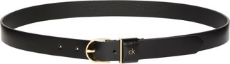 Calvin Klein Lederg&uuml;rtel CALVIN KLEIN CK METAL LOOP ROUND BUCKLE 25MM, Damen, Gr. 11,5, schwarz, Rindsleder, unifarben, G&uuml;rtel Lederg&uuml;rtel, Gr&ouml;ssenverstellbar