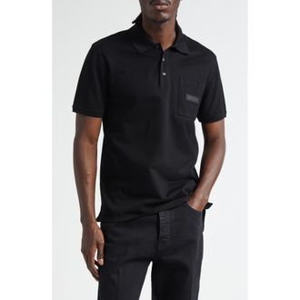 Givenchy Logo Patch Regular Fit Cotton Piqué Polo in Black at Nordstrom, Size Xx-Large