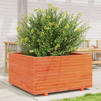 Berkfield Home Garden Planter Wax Brown 90x90x49.5 cm Solid Wood Pine