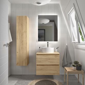 Cygnus Bath Mueble De Ba&ntilde;o Bequia 70 Cm Roble Con Lavabo Sobre Encimera