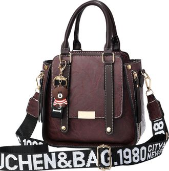 Generic Women PU Leather Large Capacity Handbag with Zipper for Work & Outing (Maroon) (style4)