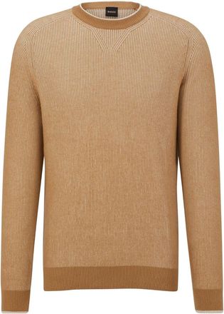 HUGO BOSS Mens Crew Neck Raglan Sleeve Long Sweater in Med Beige - Size X-Large
