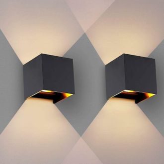 OEM Applique Murale Led - 12 W - Aluminio Negro - 3000 K - Regulable Arriba Abajo - Interior Exterior - Pack De 2 Unidades