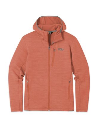 Stio | Mens Glide Power Stretch Full Zip Hoodie, Size Extra Large in Hot Sauce Heather