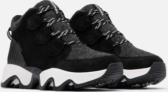 Sorel Womens Kinetic Impact Caribou Plus Waterproof Sneaker Boots In Black/ Sea Salt