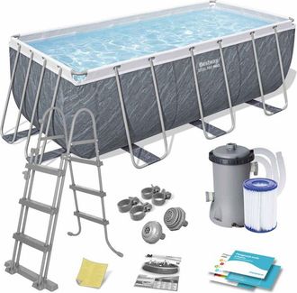 Bestway Kit Piscina Fuera De Tierra Tubular Bestway - Steel Pro Max - 412 X 201 X 122 Cm - Rectangular (filtro De Cartucho, Escalera, 1 Saco)