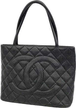 Chanel Black Grained Calfskin Tote Bag (Pre-Owned)