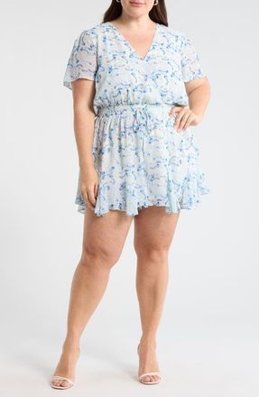 Sugarlips Corinna Paisley Romper in Blue-White at Nordstrom, Size 3 X