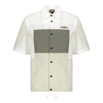Diesel Short Sleeve Shirts, male, Multicolor, Size: M Two-Tone Short Sleeve Shirt