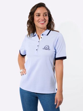 Casual Looks Poloshirt CASUAL LOOKS Poloshirt, Damen, Gr. 38, hellblau, 100% Baumwolle, unifarben, Shirts Poloshirt