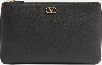 Valentino Garavani Medium Grain Leather Flat Pouch Bag