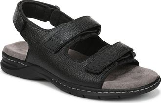 Dr. Scholls Gavin Hook-and-Loop Sandal - Wide Width Available in Black Leather at Nordstrom Rack, Size 10
