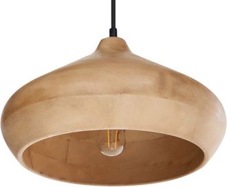 Beliani L&aacute;mpara Colgante Boho Moderna Forma Redonda Madera De Mango Marr&oacute;n Claro Rawi