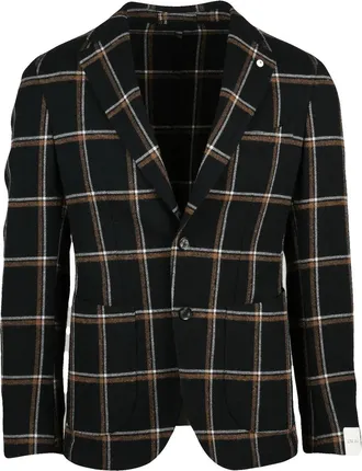 L.B.M. 1911 Round Jacket in Wool Blend with Large Check Pattern