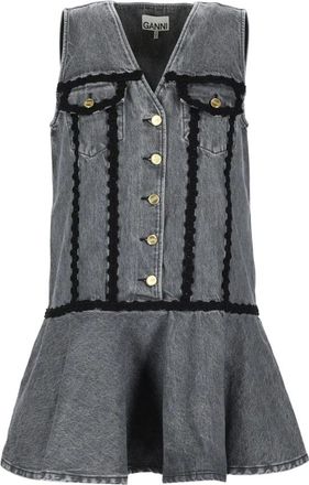Ganni Rigid Denim Mini Dress - Dames - Korte kleedjes - Grijs - S - Denim - Kleedjes