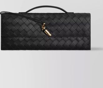 Bottega Veneta rectangular woven top handle clutch bag