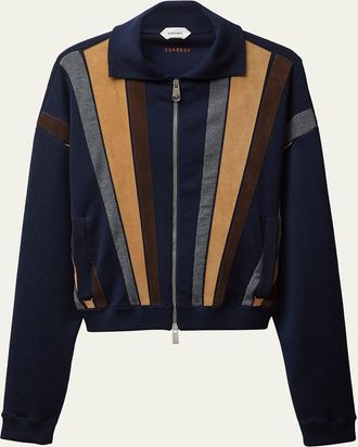 Versace Colorblocked Wool-Blend Zip-Up Blouson Jacket