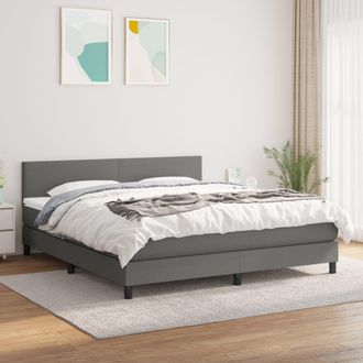 vidaXL Cama Box Spring Con Colch&oacute;n Tela Gris Oscuro 160x200 Cm Vidaxl