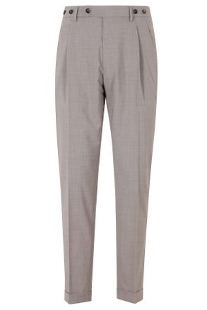 Berwich Greige Barber Long Darts Turn-Up Wool-Blend Trousers