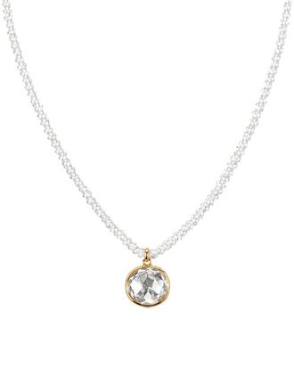 Jewelmak 14K White Topaz Necklace
