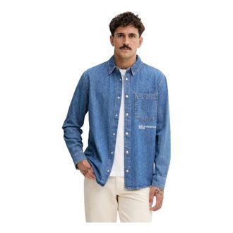 Karl Lagerfeld KLJ Regular Denim Shirt - Heren - Spijkeroverhemden - Blauw - M - Denim - Overhemden