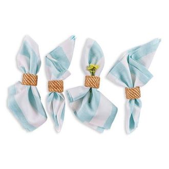 Solino Home Linen Dinner Napkins - Cabana Stripe, 20 x 20 in Aqua And White at Nordstrom, Size Large