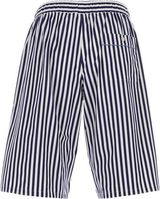 Dolce & Gabbana Mens Striped Poplin Bermuda Shorts Navy Cotton Silk Bermudas