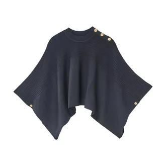 Karl Lagerfeld Capes, female, Black, Size: S Rib Knit Poncho