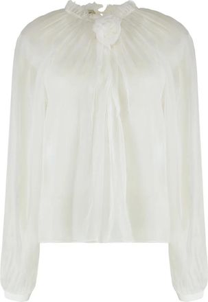 Alberta Ferretti Overhemden, Dames, Wit, S, Zijden Blouse