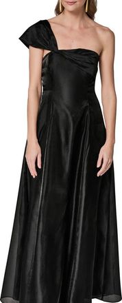 DKNY Asymmetric Satin Gown in Black at Nordstrom, Size 10