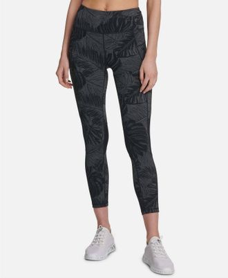 DKNY Activewear Printed High Waist Ankle Leggings In Black