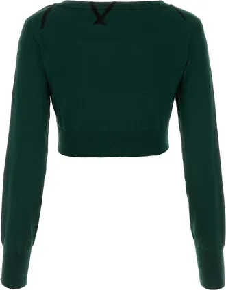 Burberry Womens Argyle-Jacquard Cotton Sweater Green