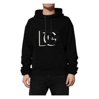 Dolce & Gabbana Black Oversize DG Logo Patch Hoodie