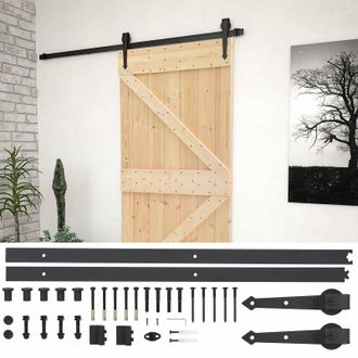 vidaXL Puerta Corredera Natural Y Negro 80 X 210 Cm Vidaxl