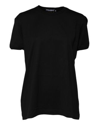 Dolce & Gabbana Womens Black Cotton Goodluck Tee Crew Neck T-Shirt