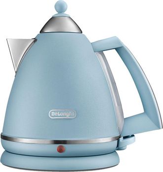 DeLonghi Cordless Jug Kettle Argento, 1.7L, None Slip Feet, Boil Dry Protection, Blue