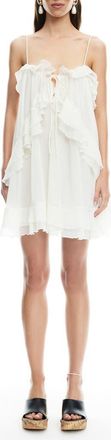 Lioness Ethereal Ruffle Chiffon Minidress in Pearl at Nordstrom, Size X-Large