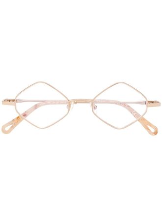 Chlo&eacute; geometric-frame logo glasses - Gold