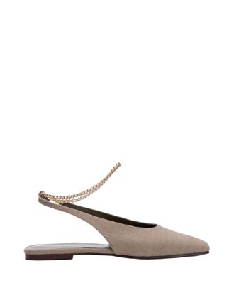 MARIA LUCA Pointed Toe Slingback Flats With Chain Detail