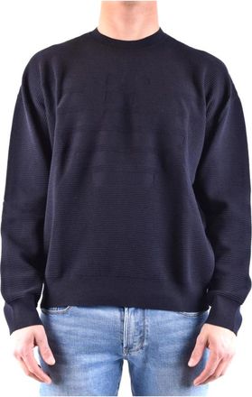Emporio Armani Rondgebreide trui - Heren - Ronde hals truien - Blauw - S - Truien & Vesten