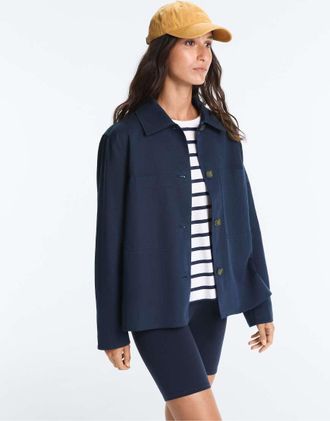 Oysho Giacca in misto cotone blu navy con tasche