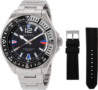 Nautica Clearwater Beach Quartz Black Dial Mens Watch Box Set NAPCWF303