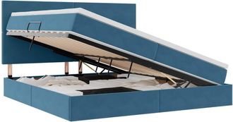 vidaXL Storage Bed with Mattress Dark Blue 200 x 200 cm Velvet vidaXL