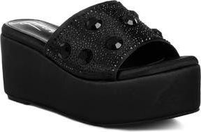 London Rag Meta Charts Wedge Sandal in Black at Nordstrom Rack, Size 10