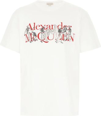 Alexander McQueen Alexander McQueen, T-Shirts, male, White, Size: XL Tailor Skeleton Logo T-Shirt