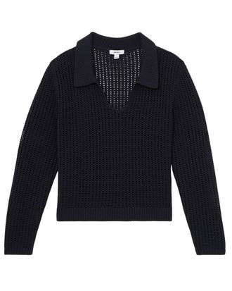 Reiss Matilda Open Collar Knit Silk-Blend Top