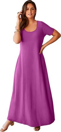 Jessica London Stretch Cotton T-Shirt Maxi Dress in Deep Orchid at Nordstrom, Size 24