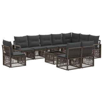 vidaXL Conjunto De Sof&aacute;s De Jard&iacute;n 11 Pcs Gris Rat&aacute;n Sint&eacute;tico Vidaxl