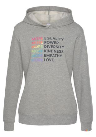 Lascana Hoodie LASCANA Pride, Damen, Gr. 36/38, grau (grau, meliert), angeraute Sweatware, Obermaterial: 60% Baumwolle, 40% Polyester, unifarben, bequem, Ripp